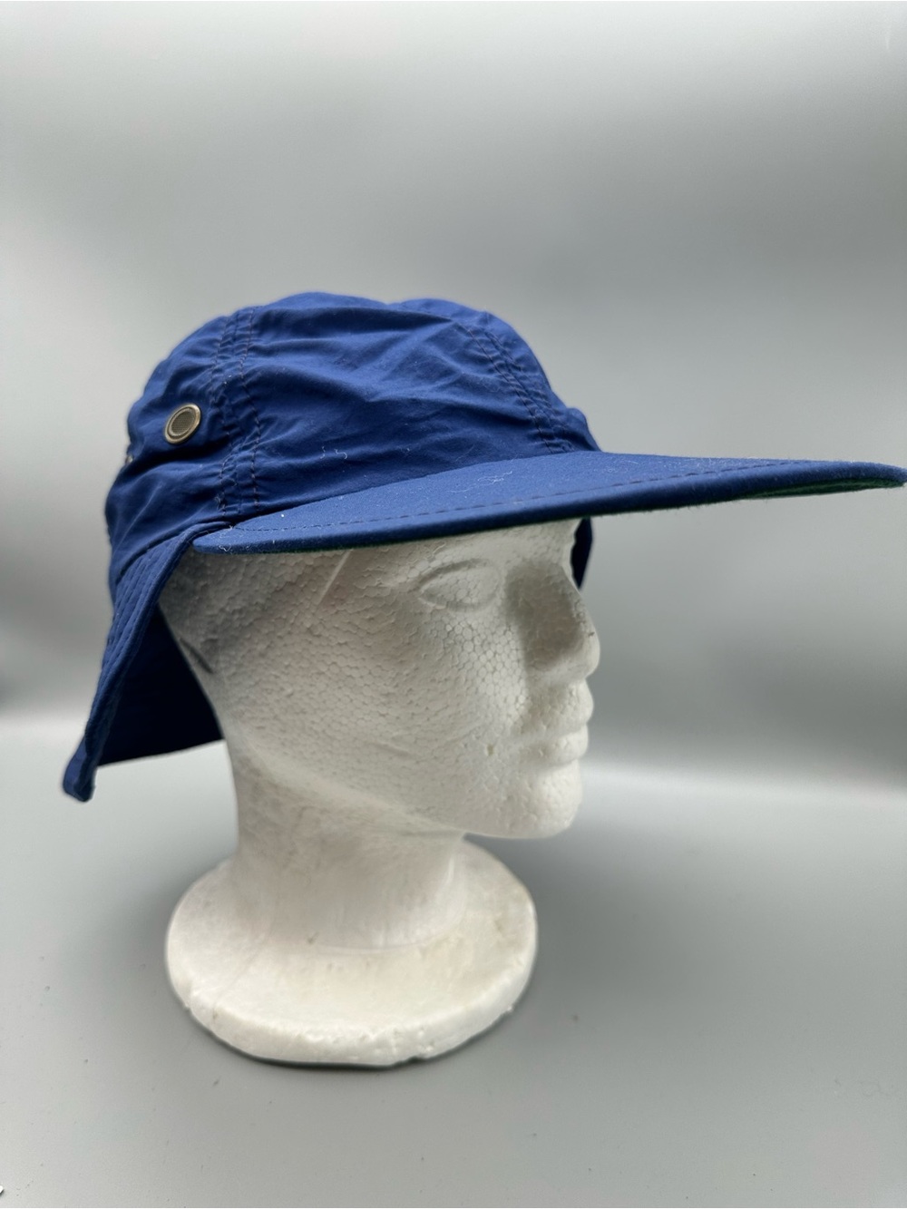 Dorfman Pacific Vintage Blue Sun Hat Neck Flap Fishing Hiking Cap Made in USA L